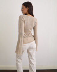 Ashla Top in Sheer Knit Beige