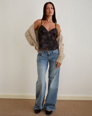 Marinda Top in Jacquard Dark Purple Floral