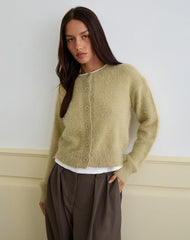 Audrina Cardigan in Fluffy Knit Sage