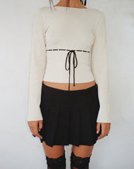Awdella Knitted Long Sleeve Top in Beige