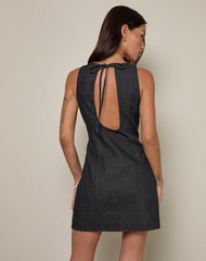 Ayana Backless Mini Dress in Chambray Dark Indigo