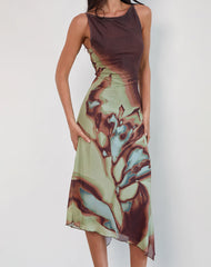 Aysun Midi Dress in Lumen Mesh Brown