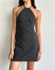 Belinda Mini Dress in Flower Broderie Black