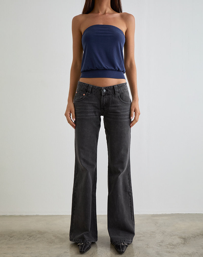 Bell Bottom Low Rise Flare Jeans in Vintage Black