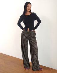 Binar Trouser in Dark Brown Check