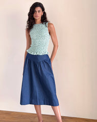 Birita Shirred Top in Pretty Petal Green