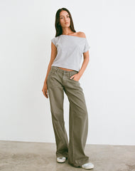 Bizzy Top with Studded Neckline in Grey Marl