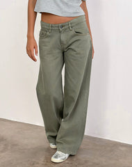 Low Rise Roomy Jeans in Fern Green