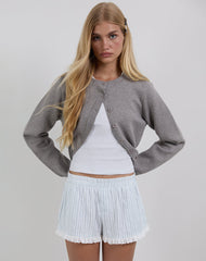 Bonji Shorts in Linen White with Blue Stripe