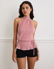 Brienne Top in Chiffon Plisse Pink