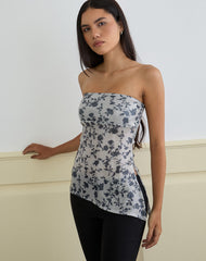 Brilia Bandeau Top in Sequin Flower Grey