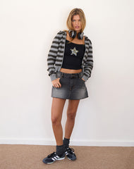 Brynn Cami Top in Black with Camo Star Print