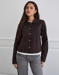 Calva Boxy Jacket in Chocolate Brown