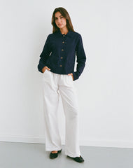 Calva Boxy Jacket in Dark Navy