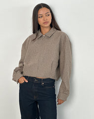 Carlo Cropped Jacket in Check Brown