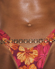 Farida Bikini Bottom in Sketchy Hibiscus Burgundy