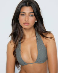 Cerry Bikini Top in Charcoal with Studs