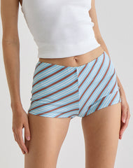 Ciana Hot Pants in Diagonal Stripe Light Blue