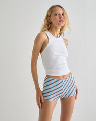 Ciana Hot Pants in Diagonal Stripe Light Blue