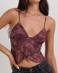 Cojira Top in Mesh Tonal Paisley Plum