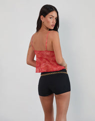 Cojira Mesh Butterfly Top in Tonal Paisley Red