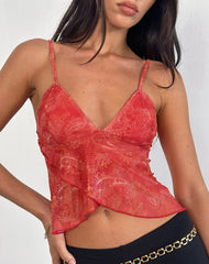 Cojira Mesh Butterfly Top in Tonal Paisley Red