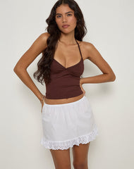 Corazon Mini Skirt in White with Lace