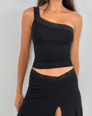 Cordia One Shoulder Top in Black