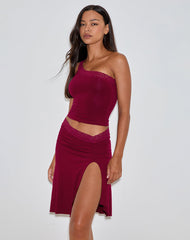 Laudine Midi Skirt in Burgundy