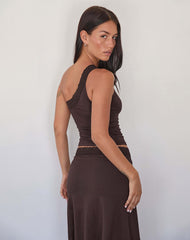Cordia One Shoulder Top in Bitter Chocolate