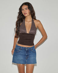 Cosimo Halterneck Top in Polka Bitter Chocolate