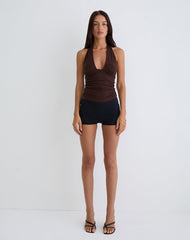 Cosimo Halter Top in Rayon Bitter Chocolate