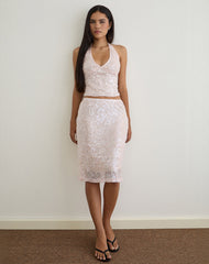 Cosio Halter Top in Sequin Baby Pink