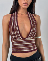 Cosya Top in Shimmer Stripe Knit Rust