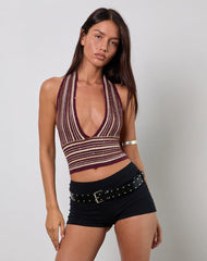 Cosya Top in Shimmer Stripe Knit Rust