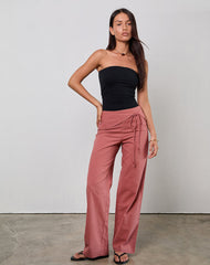 Cursa Trouser with Belt in Linen Tuscan Red