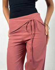 Cursa Trouser with Belt in Linen Tuscan Red