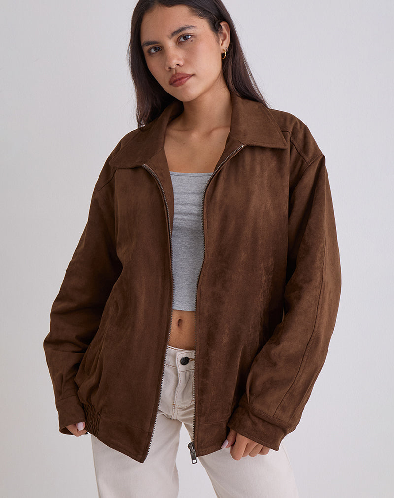 Cavita Jacket in Faux Suede Brown