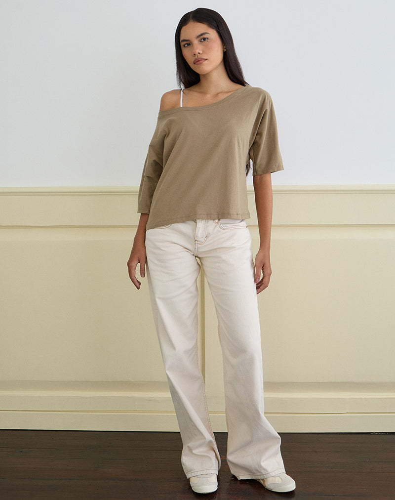 Daimin Off the Shoulder Top in Jersey Khaki