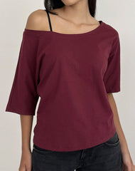 Daimin Off the Shoulder Top in Jersey Maroon