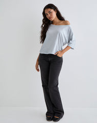 Daman Off-The-Shoulder Basic Top in Light Steel