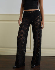 Dasom Trouser in Floral Lace Black