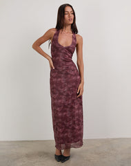 Datari Maxi Dress in Mesh Tonal Paisley Plum