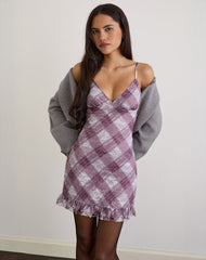 Delos Ruffle Mini Dress in Country Check