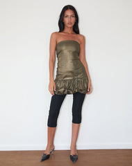Denaya Mini Puffball Dress in Metallic Gold