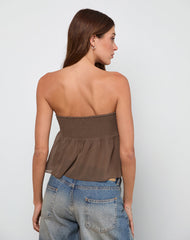 Desir Bandeau Top in Chiffon Coffee