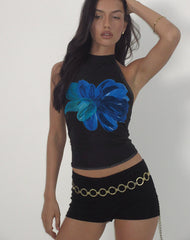 Diana Halterneck Top in Watercolour Flower Blue