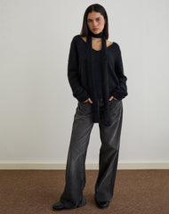 Dikara Jumper with Scarf in Knit Black