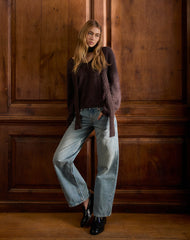 Dikara Jumper with Scarf in Knit Brown