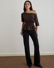 Domani Off the Shoulder Top in Chocolate